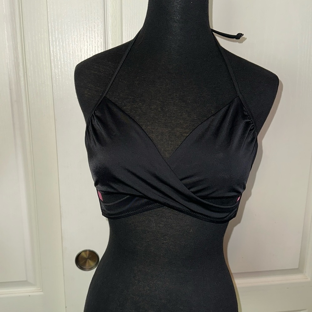 VICTORIAS SECRET BLACK WRAP FRONT CUT OUT HALTER SWIM TOP